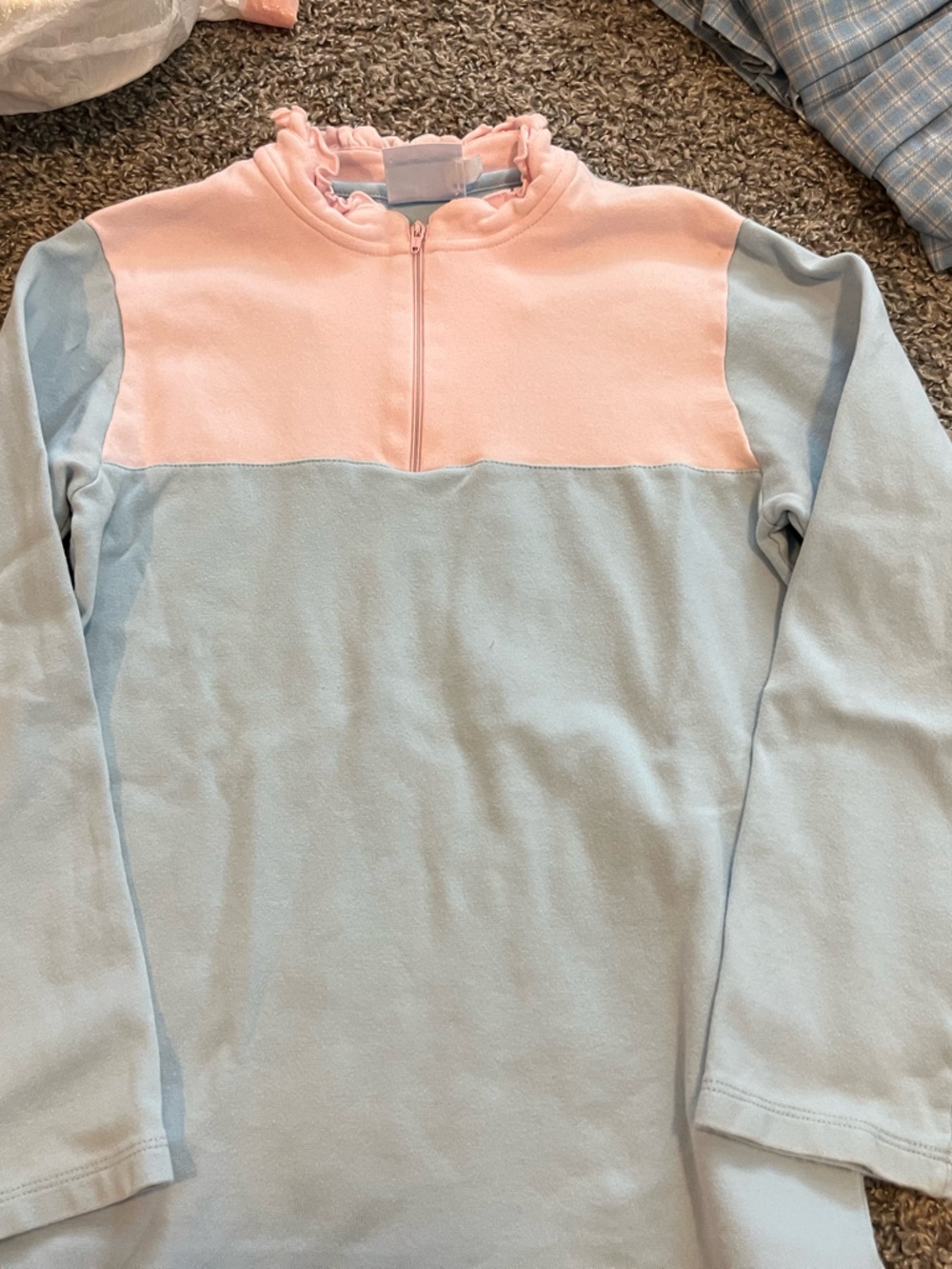 Little English girls blue pink pullover sweatshirt size 8 ruffles